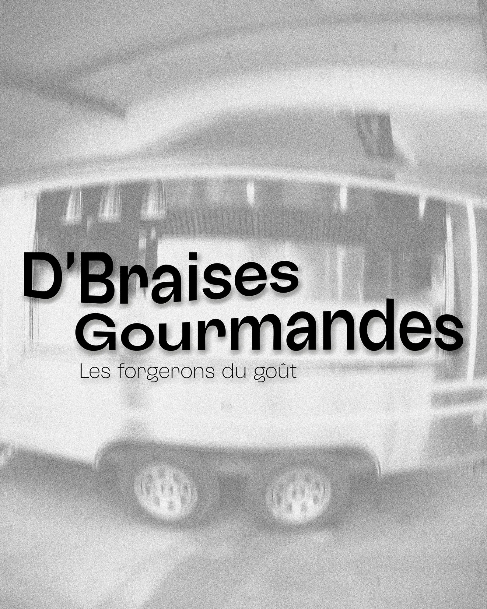Logo D’Braises Gourmandes, « les forgerons du goût », sur la photo d’une remorque